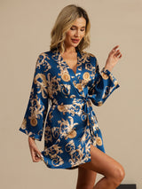 [Navy Draak] SilkSilky-NL 3/4 Mouw Dames Kamerjas 004