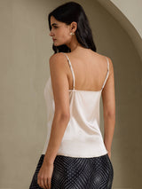 [Beige] SilkSilky-NL Spaghetti Strap Cowl Neck Cami-Top 002