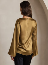 [Bruin] SilkSilky-NL Long Sleeve Boat Neck Blouse 002