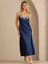 [Blauw] SilkSilky-NL Spaghetti Strap V Neck Jurk 001