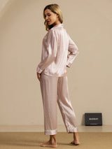 [Roze Hart Geo] SilkSilky-NL Short Sleeve Lapel Collar Dames Pyjama Set 002