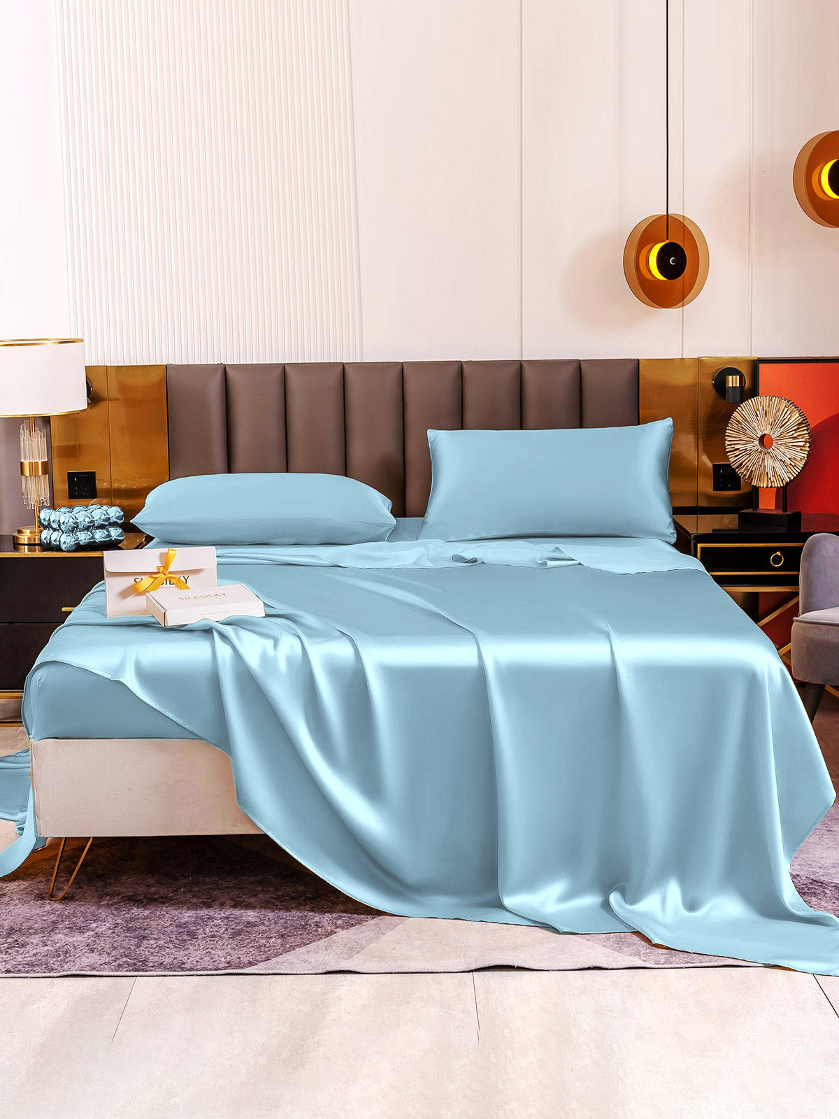 [Lichtblauw] SilkSilky-NL 19Momme Bedding Set 006