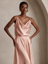 [Toscane] SilkSilky-NL Spaghetti Strap Cowl Neck Cami-Top 001