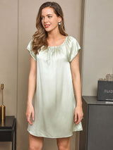 [Mintgroen] SilkSilky-NL Cap Sleeve Square Neck Nachthemd 003