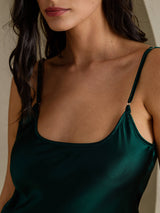 [Donkergroen] SilkSilky-NL Spaghetti Strap V Neck Nachthemd 004