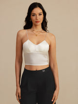[Wit] SilkSilky-NL Spaghetti Strap V Neck Cami-Top 003