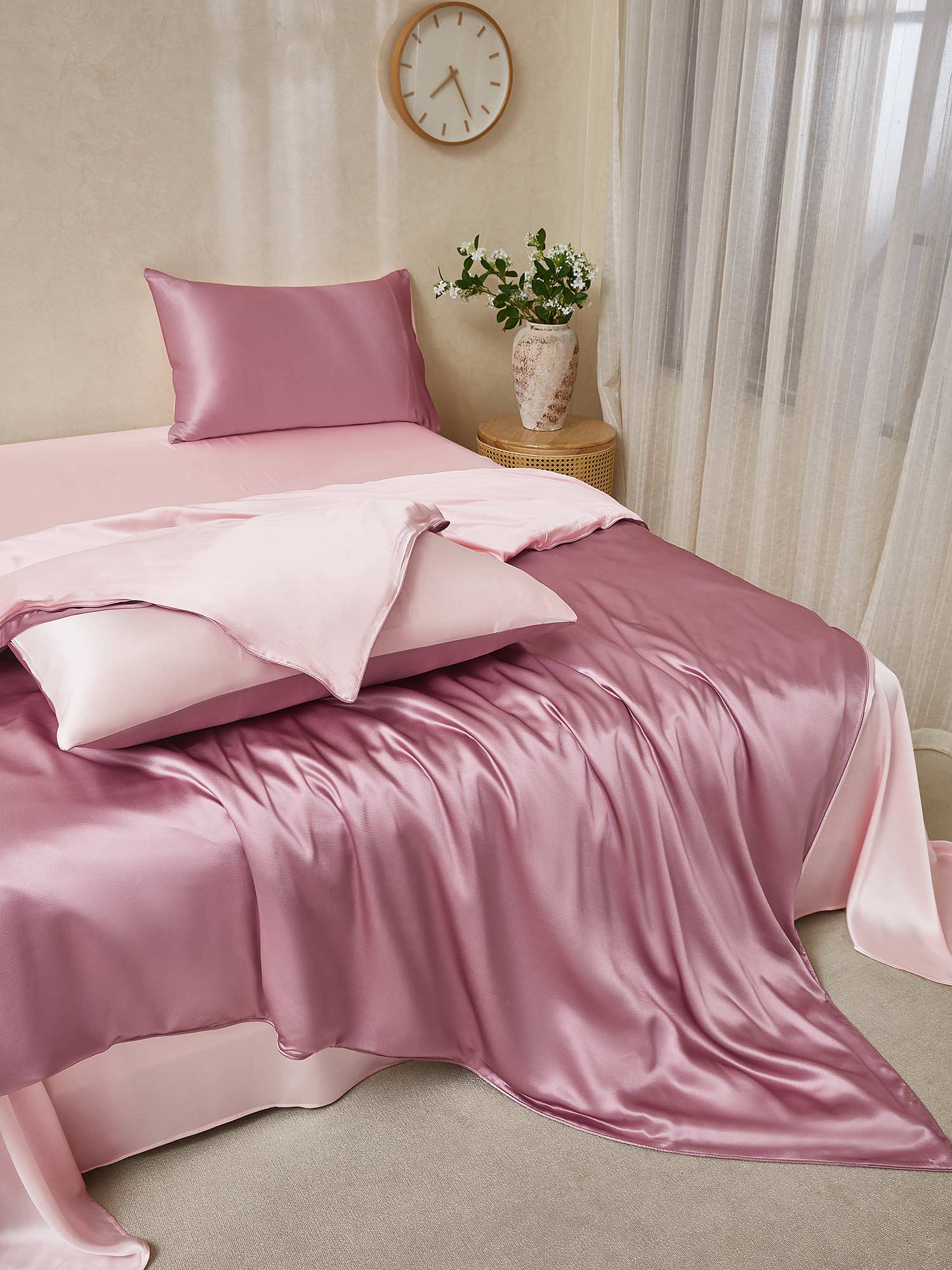 [BleekMauve+Lichtroze] SilkSilky-NL 25Momme Bedding Set 001,