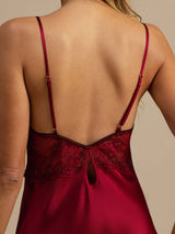 [Wijn] SilkSilky-NL Spaghetti Strap Deep V Neck Nachthemd 005