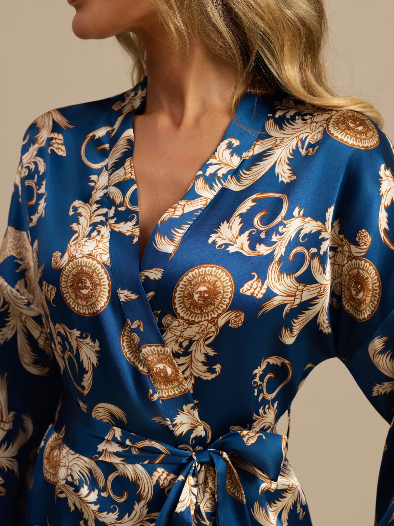 [Navy Draak] SilkSilky-NL 3/4 Mouw Dames Kamerjas 003