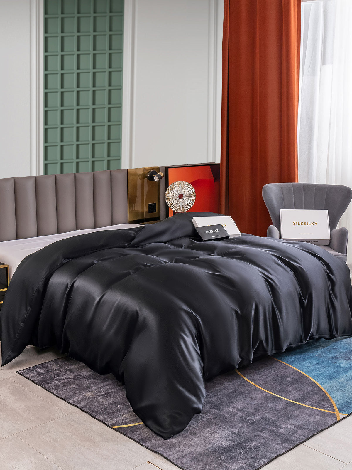 SilkSilky-NL 25Momme Duvet Cover Zwart 001