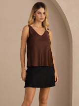 [Koffie] SilkSilky-NL Sleeveless V Neck Cami-Top 001