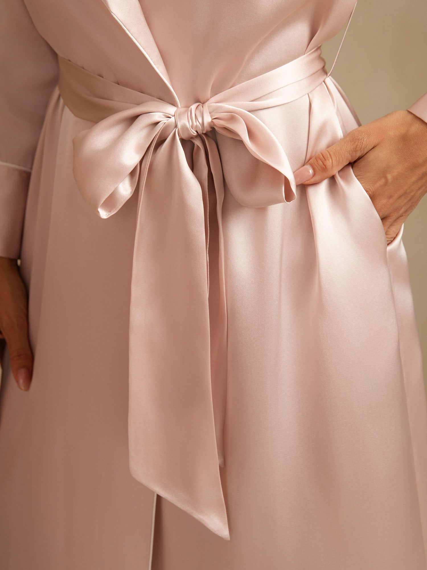 [Roze] SilkSilky-NL Zijde Kraag Dames Kamerjas 005