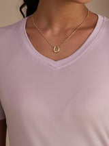 [Lavendel] SilkSilky-NL Short Sleeve V Neck Dames T-Shirt 004