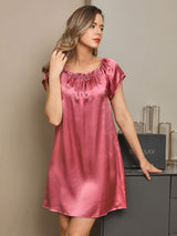[Bleek Mauve] SilkSilky-NL Cap Sleeve Square Neck Nachthemd 001