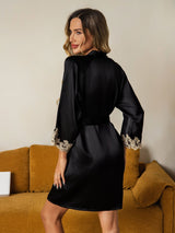 [Zwart] SilkSilky-NL 3/4 Sleeve Dames Kamerjas 002