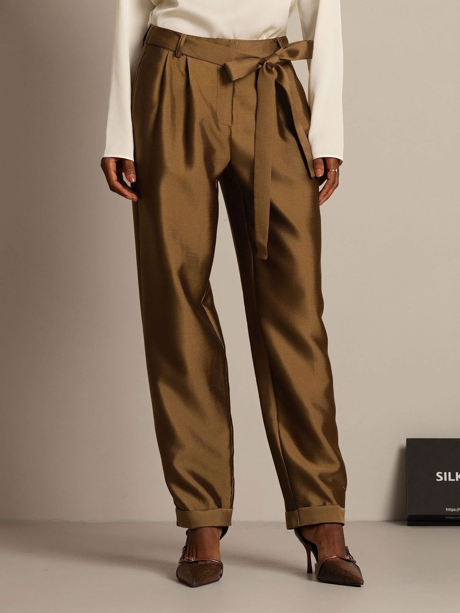 [Brons] SilkSilky-NL 32Momme Zijde Womens Pants 007