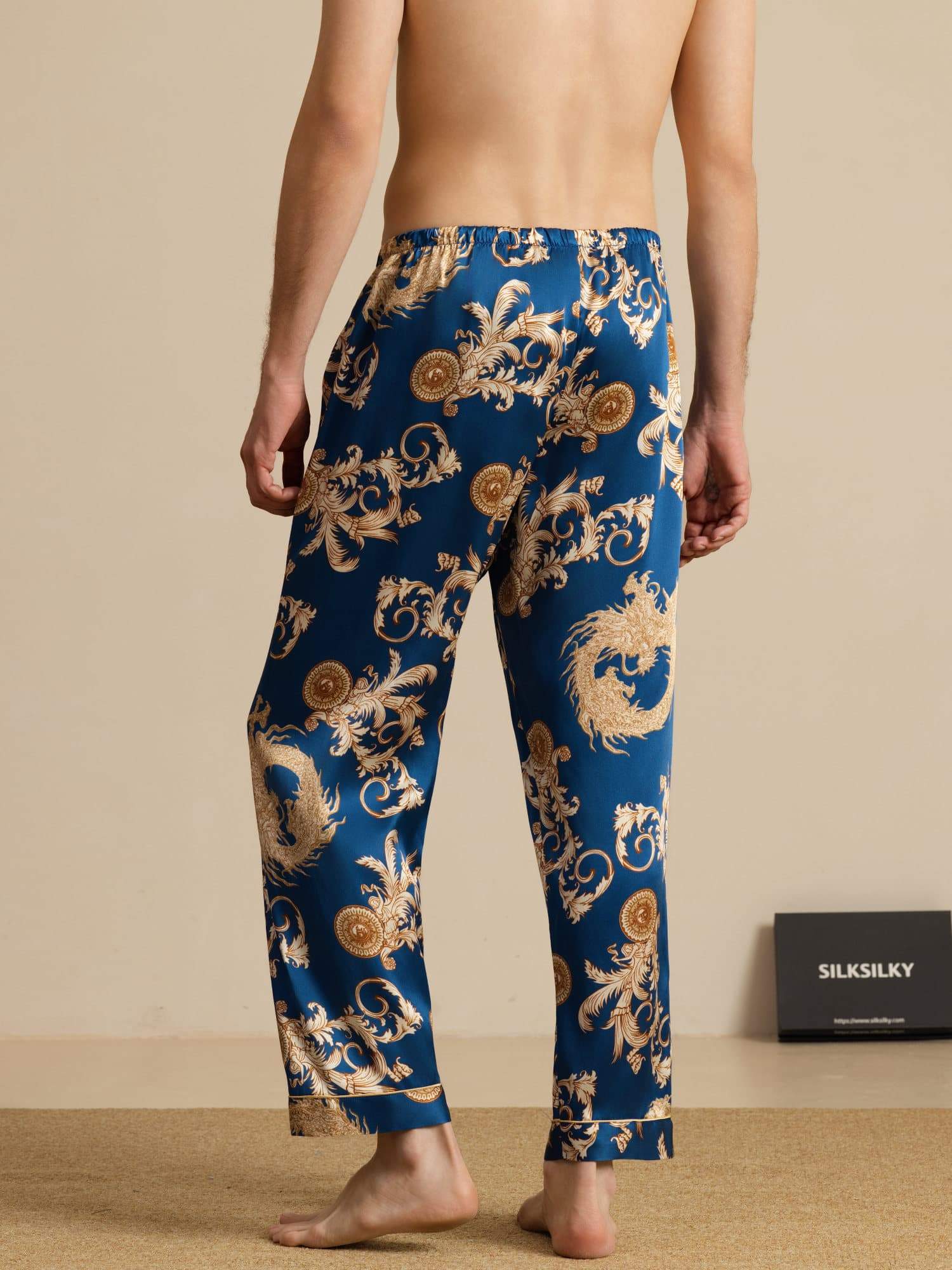 [Navy Draak] SilkSilky-NL Mens Sleep Bottoms 002
