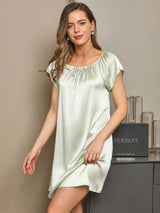 [Mintgroen] SilkSilky-NL Cap Sleeve Square Neck Nachthemd 004