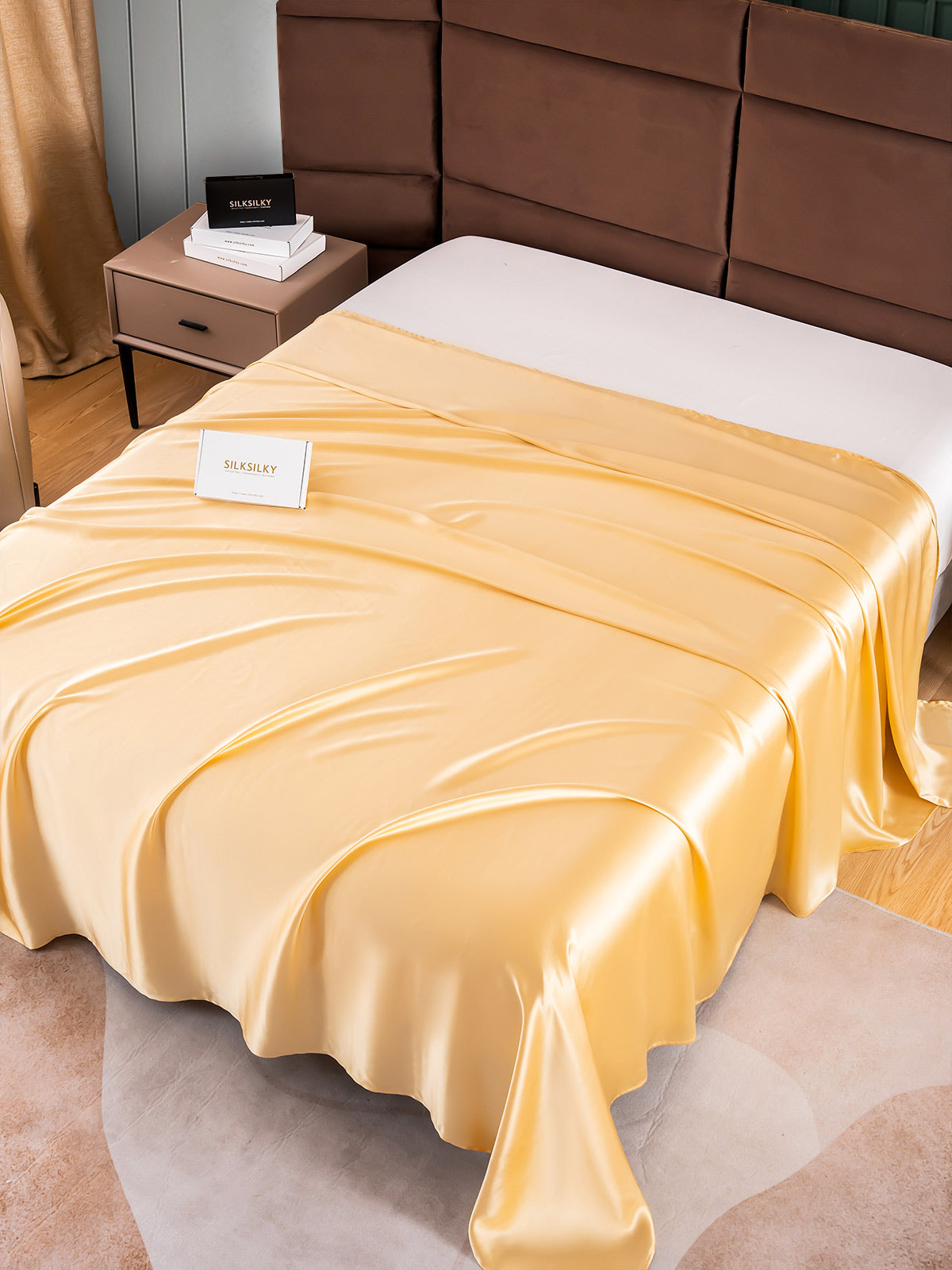 SilkSilky NL 25Momme Pure Silk Sheet Champagne 002