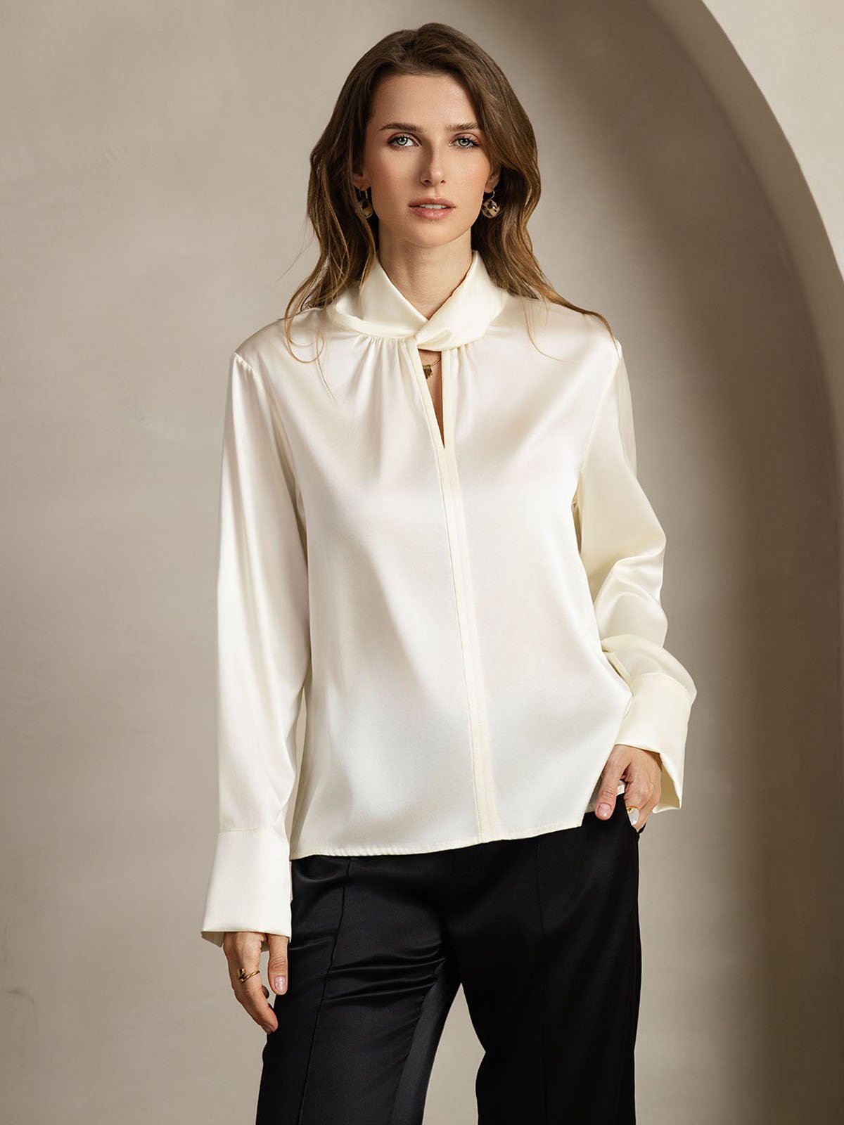 [Ivoor] SilkSilky-NL 19Momme Zijde Womens Shirt 001