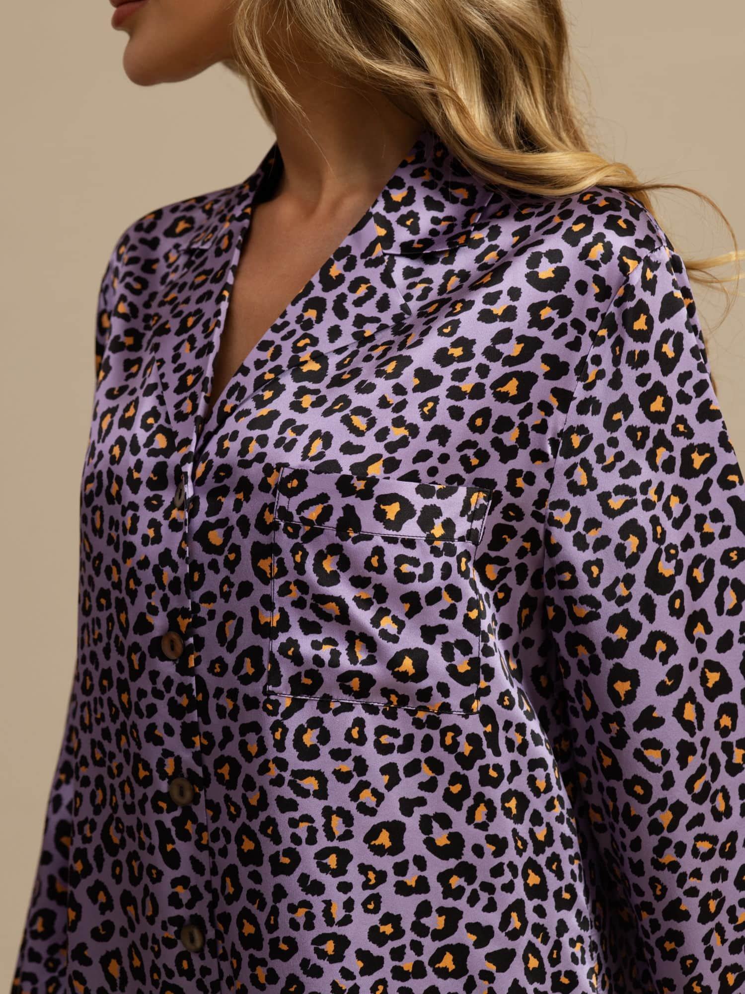 [Paarse Luipaard] SilkSilky-NL 19Momme Lange Mouw Slaap Hemd 005