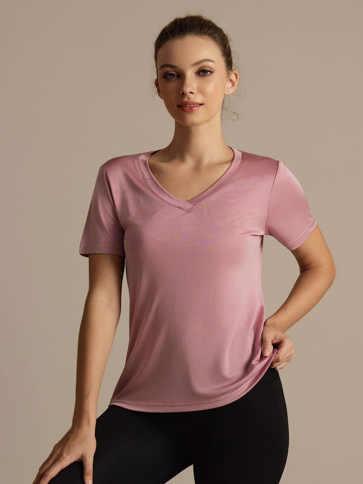 [Bleek Mauve] SilkSilky-NL Korte Mouw Dames T-Shirt 002