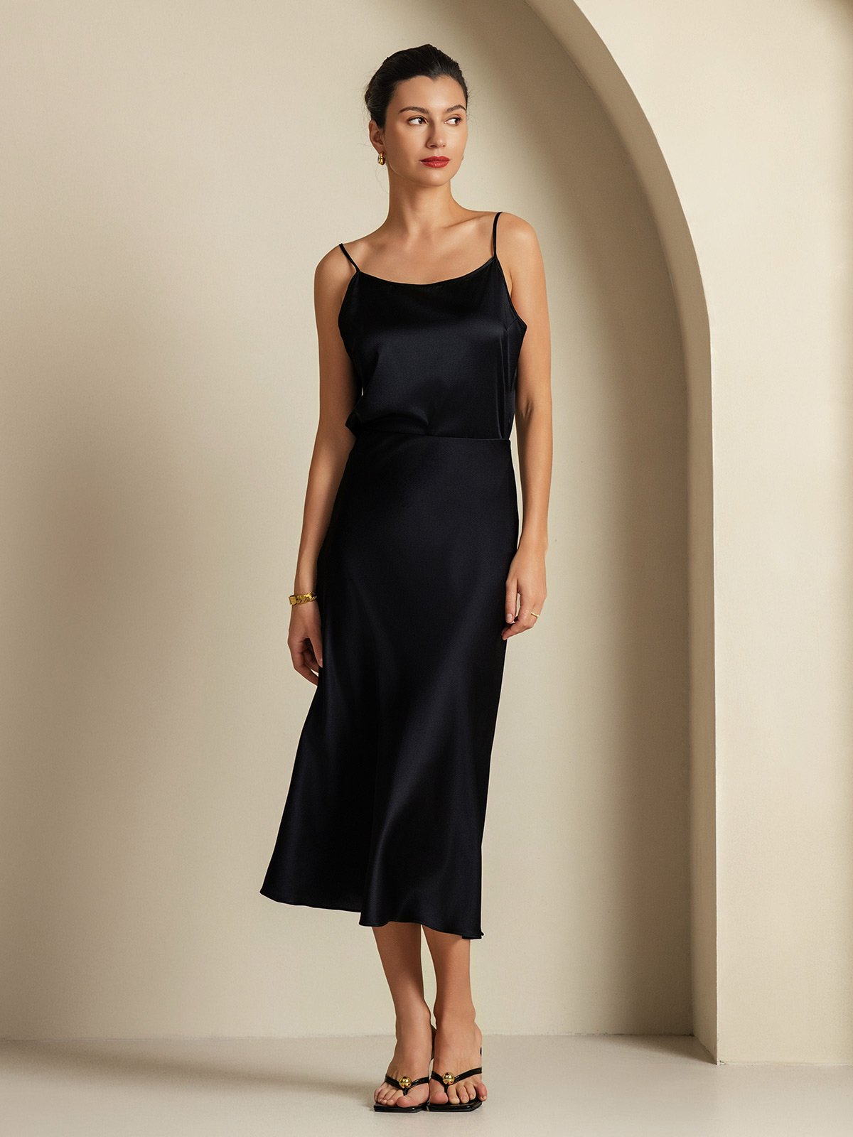 [Zwart] SilkSilky-NL 19Momme Zijde Womens Outfit Sets 005,