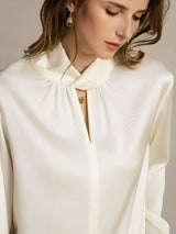 [Ivoor] SilkSilky-NL Long Sleeve Keyhole Neck Blouse 005