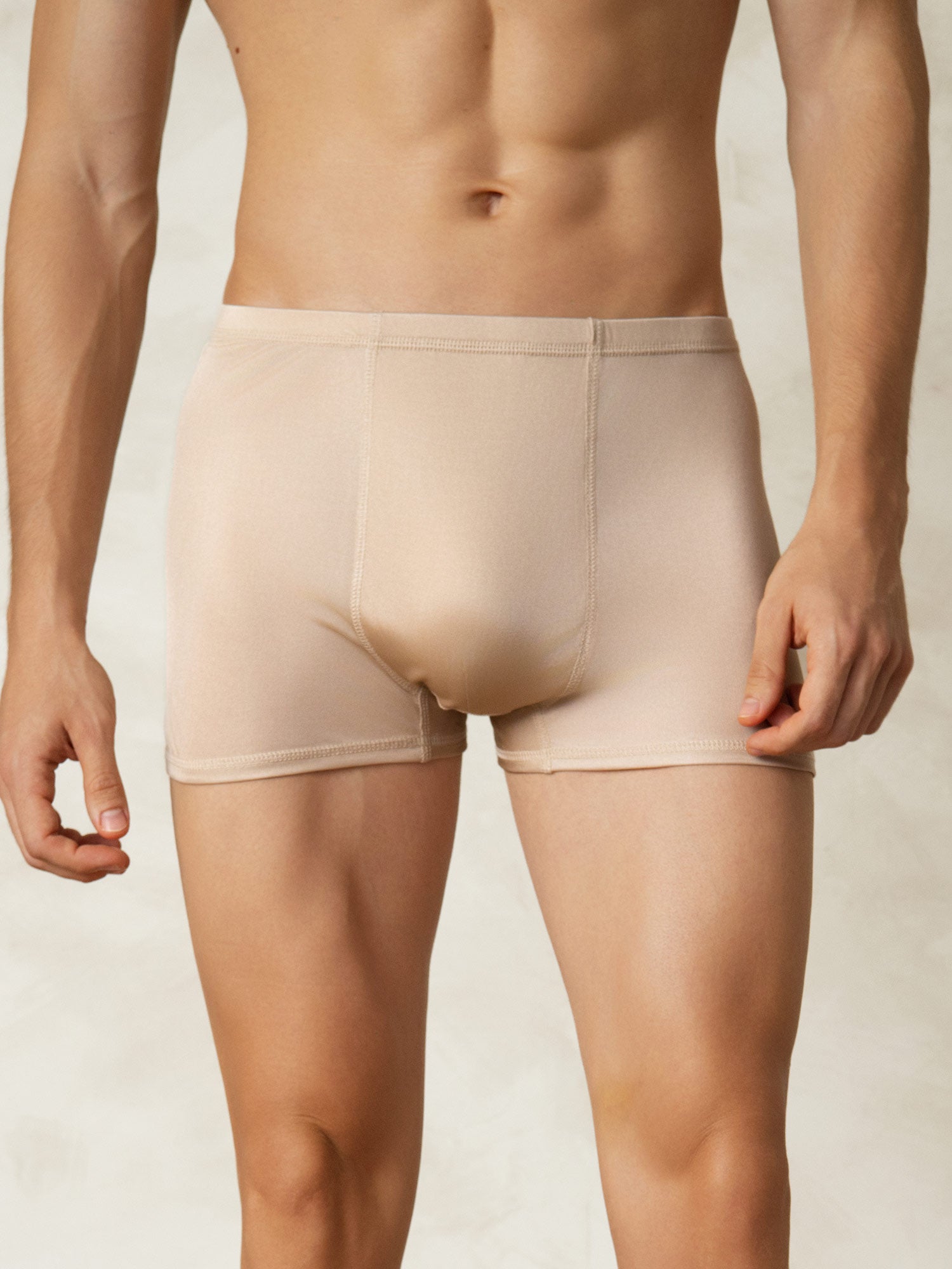 [Beige] SilkSilky-NL Zijde Gebreid Mens Underwear 001