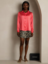 [Keizerlijk Rood] SilkSilky-NL 19Momme Lange Mouw Reverskraag Dames Blouse 007