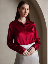 [Wijn] SilkSilky-NL Long Sleeve Lapel Collar Dames Blouse 003