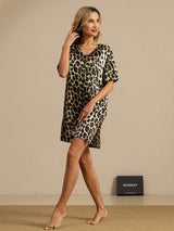 [Leopard] SilkSilky-NL Half Sleeve Split Nachthemd 006