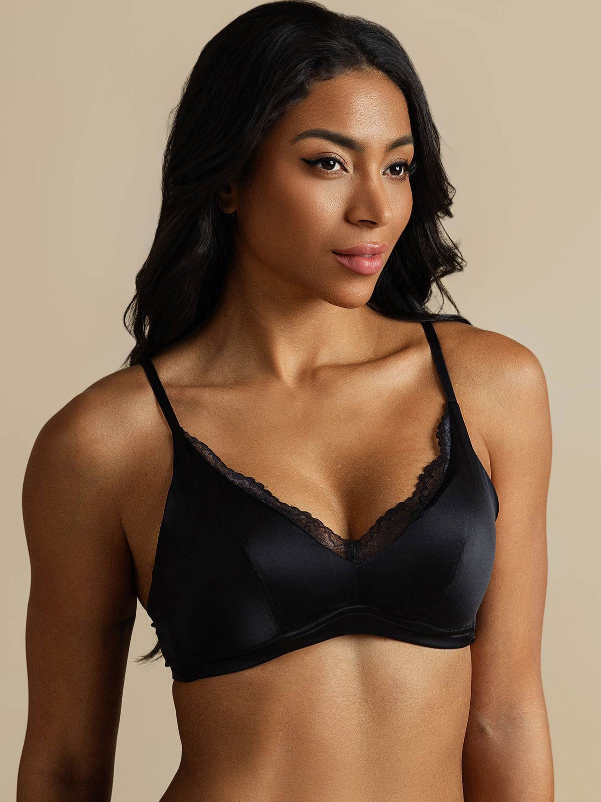 [Zwart] SilkSilky-NL Zijde Bra 007