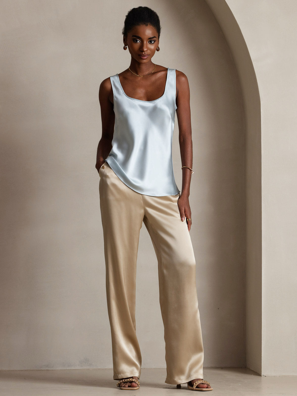 [Lichtblauw] SilkSilky-NL 19Momme Zijde Camisoles 001