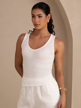 [Wit] SilkSilky-NL Sleeveless Deep V Neck Cami-Top 003