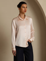 [Lichtroze] SilkSilky-NL Long Sleeve Lapel Collar Dames Blouse 006