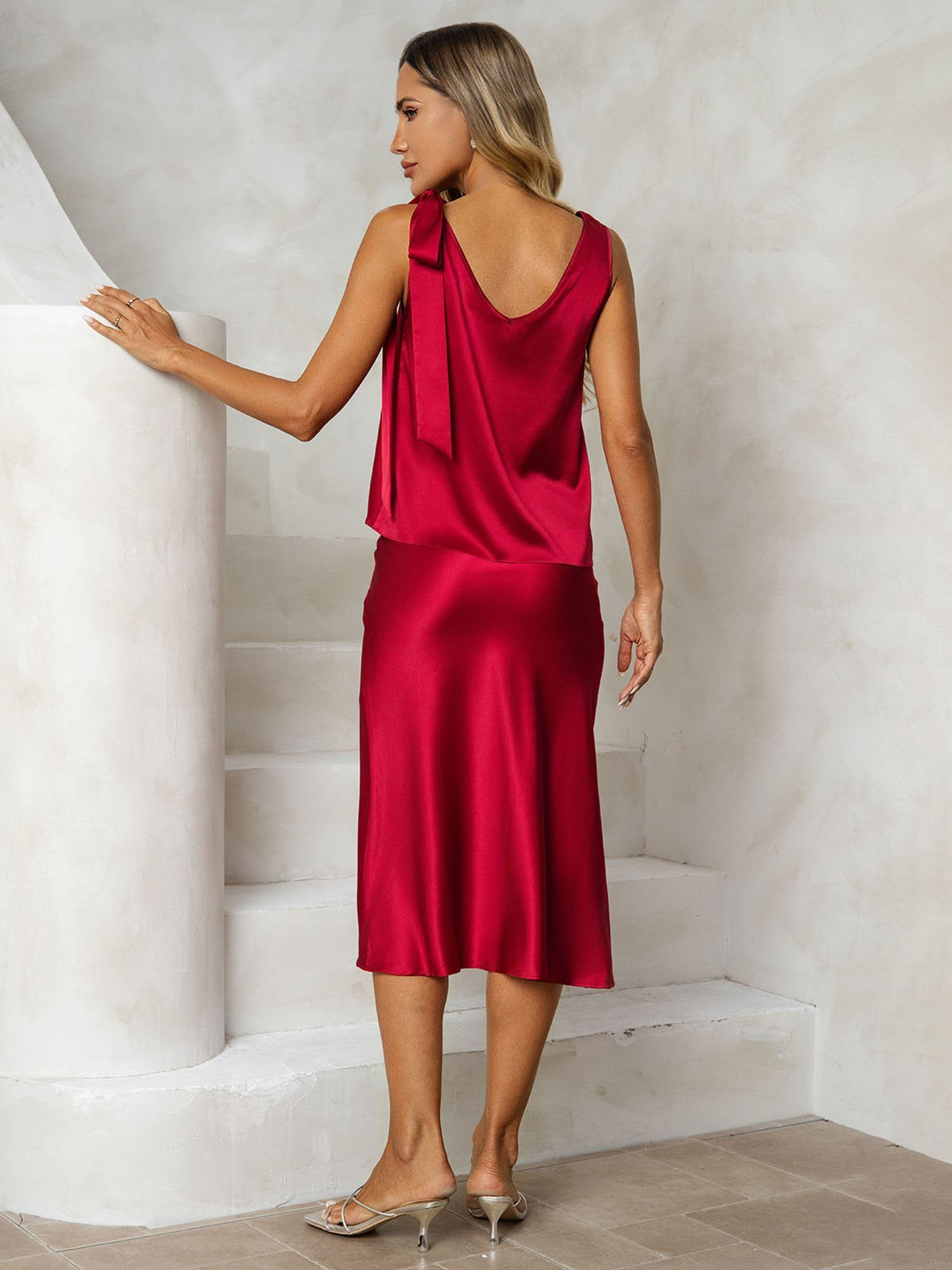 [Wijn] SilkSilky-NL 19Momme Zijde Womens Outfit Sets 002