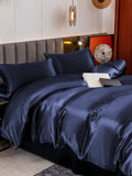 SilkSilky NL 19Momme Pure Silk Bedding Set Donkerblauw 005