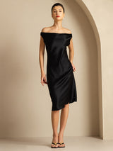 [Zwart] SilkSilky-NL Sleeveless Cowl Neck Jurk 001