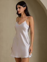 [Grijs] SilkSilky-NL Spaghetti Strap V Neck Nachthemd 006