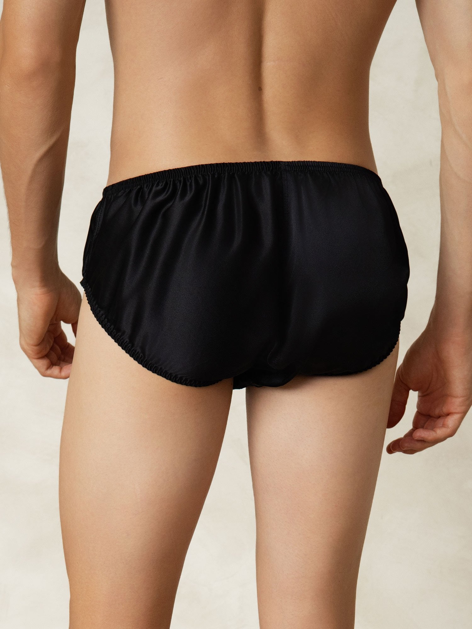 [Zwart] SilkSilky-NL Zijde Mens Underwear 002