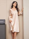 SilkSilky NL Pure Silk Lange Mouw Nightgown Champagne 003