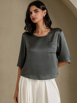 [Donkergrijs] SilkSilky-NL Half Sleeve Dames T-Shirt 001
