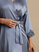 [Lichtblauw] SilkSilky-NL 3/4 Sleeve Dames Kamerjas 004