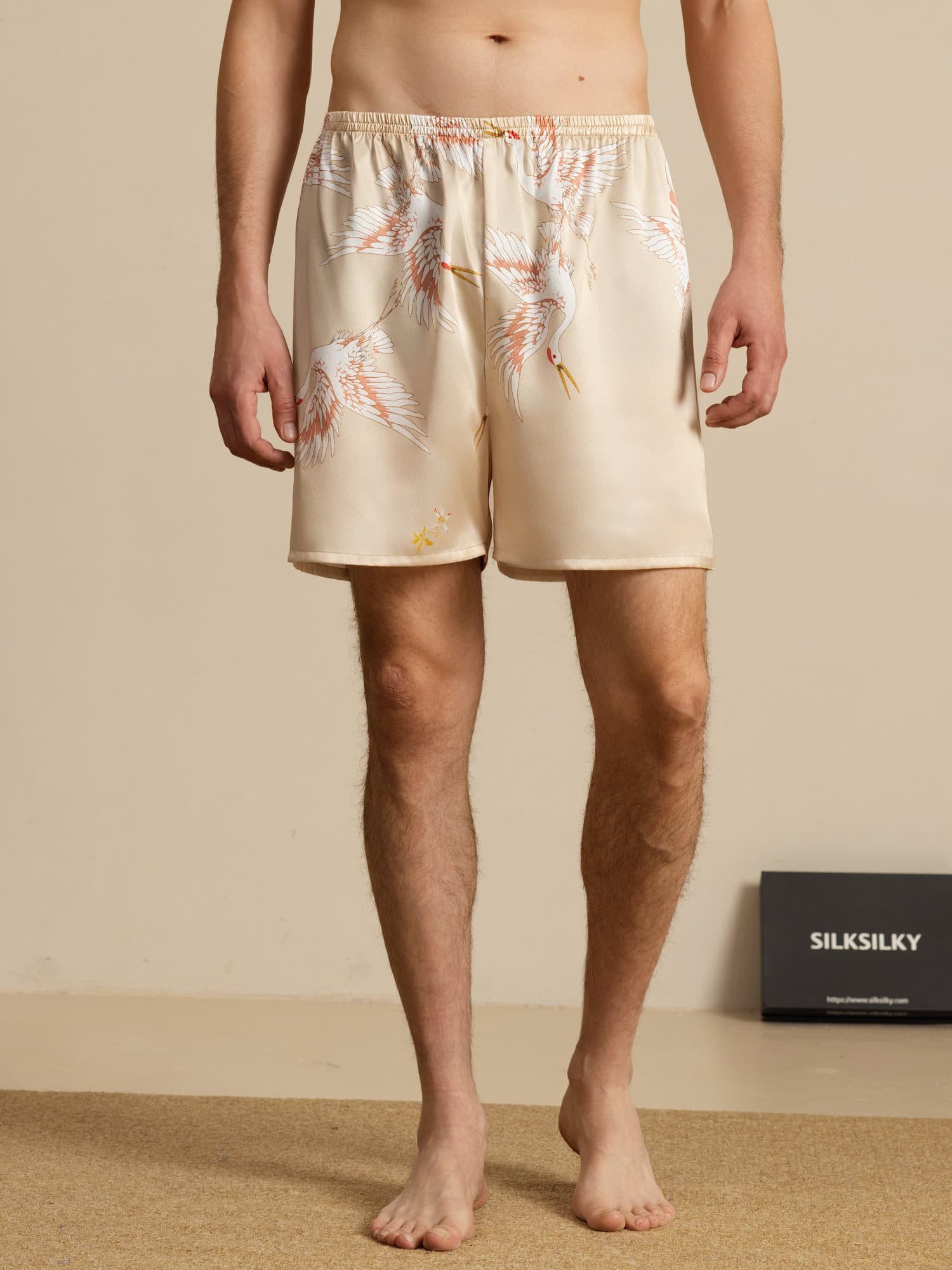 [Champagne] SilkSilky-NL 19Momme Mens Sleep Bottoms 001