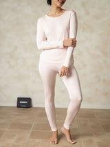 [Lichtroze] SilkSilky-NL Lange Mouw Ronde Hals Dames Lange Onderkleding 004