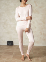 [Lichtroze] SilkSilky-NL Long Sleeve Round Neck Dames Lange Onderkleding 004