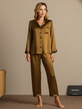 [Bruin] SilkSilky-NL Long Sleeve Lapel Collar Dames Pyjama Set 001