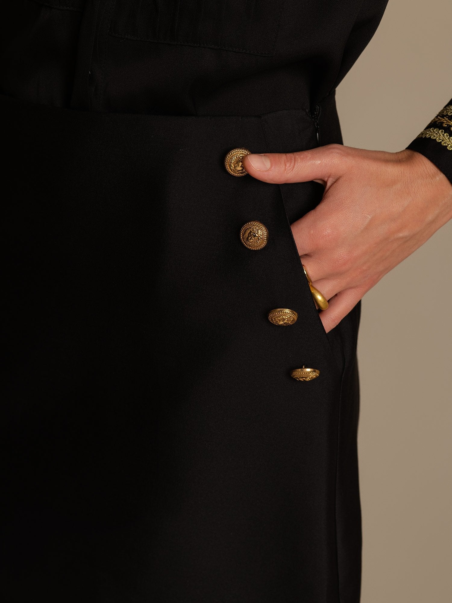 [Zwart] SilkSilky-NL 32Momme Silk-Wool Blend Skirt 004,