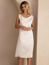 [Wit] SilkSilky-NL Sleeveless Cowl Neck Jurk 006
